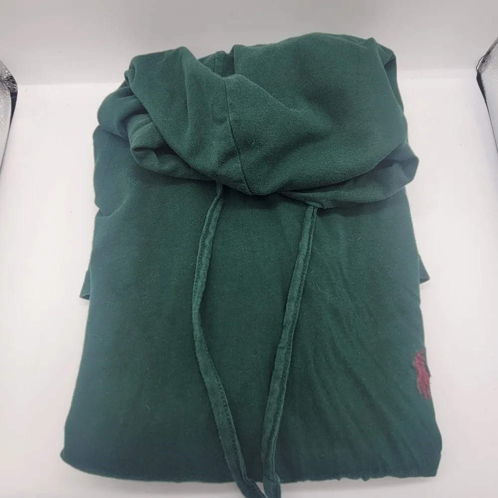 Polo Ralph Lauren Mens Jersey Hooded T-Shirt S/P Long Sleeve Logo Cotton Green